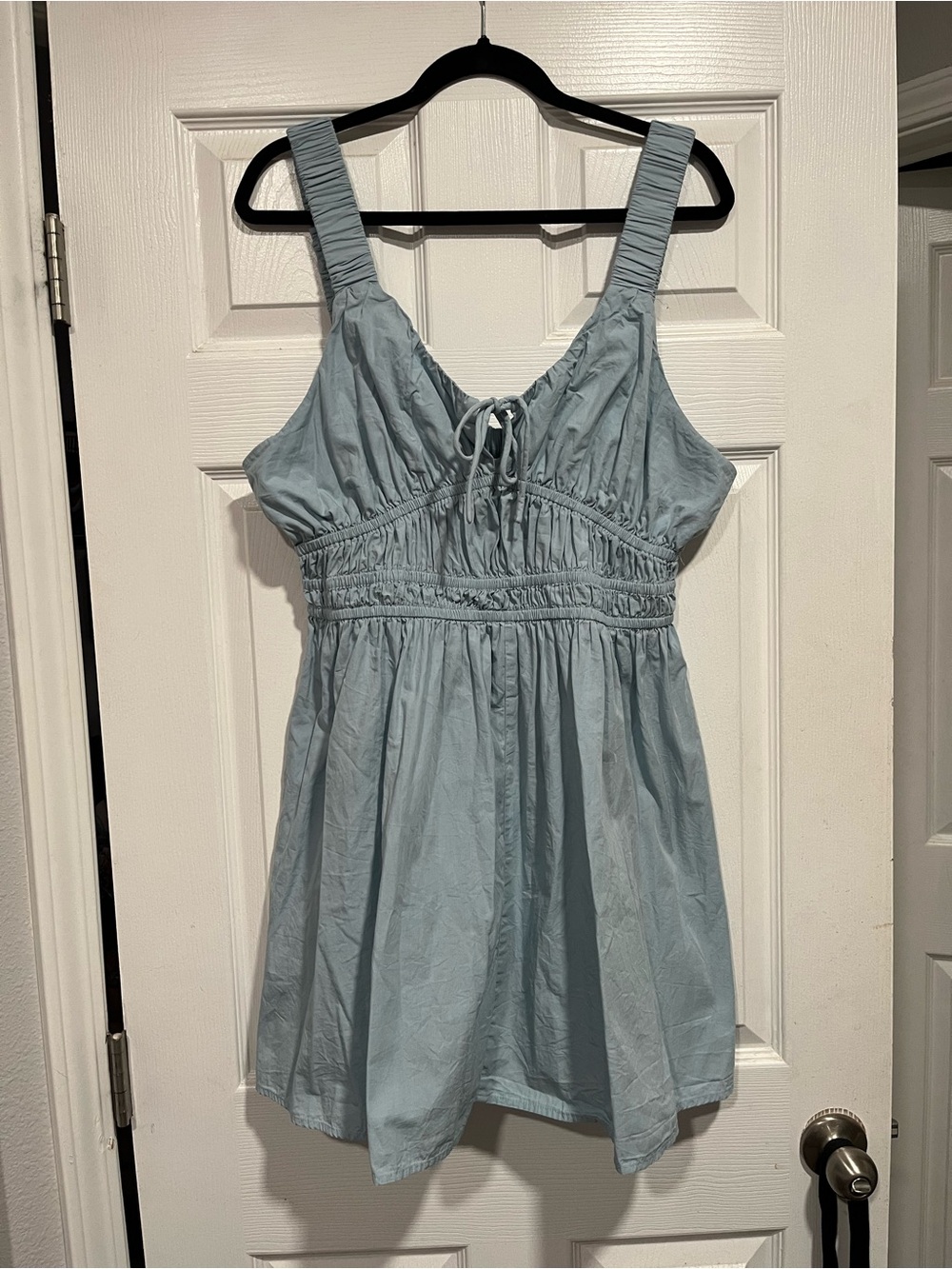 Light Blue Smocked Babydoll Dress